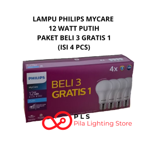 Lampu Bohlam LED 12 Watt 12W Philips Putih Coolday Light 6500K Beli 3 Gratis 1 Multipack Bergaransi