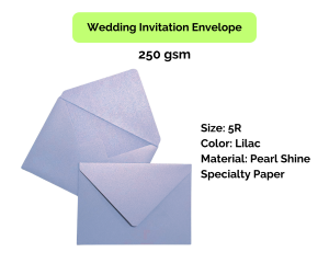 Wedding Invitation Envelopes 5R Size Lilac 5pcs Pearl Shine Paper
