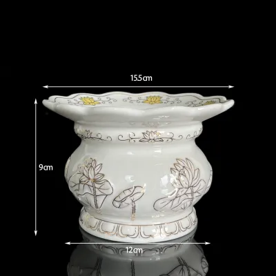 Bộ Thờ Cúng Bình Lư Dĩa Chun Án Bạch Ngọc Sen Trắng Bằng Sứ Cao Cấp - Phật Giáo Tường Thuận