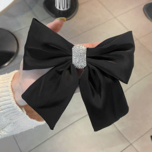 Jepit Rambut Pita Bahan Velvet Aksesoris Permata Shiny Rhinestone Decor Bow Hair Clip HCO014