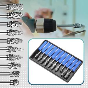 ApeaxFortis-🔩 Tungsten Carbide Milling Cutter Rotary Tool Burr 10PCS 6mm Shank Electric Grinding Woodworking Grinding Carvin