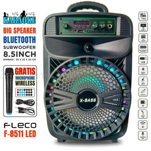 Speaker Aktif Super Bass Bluetooth Karaoke FLECO F-8512 / F-8511 LED GRATIS MIC WIRELESS + REMOT + USB CASAN Karaoke Speaker Bluetooth Full Bass Subwoofer Speaker 8.5 Inch Speaker Aktif Subwoofer Full Bass Salon Bluetooth Full Bass