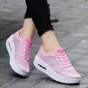 Free Shipping New WomenS Shoes Air-Cushioned Sneakers Spring Casual Shoes Fashionable And Trendy Thick-Soled Height-Increasing Shoes Rocking Shoes