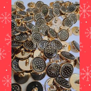 Kancing Baju Jamur Datar Gold Motif Bintik Diameter 2CM Isi 12Pcs