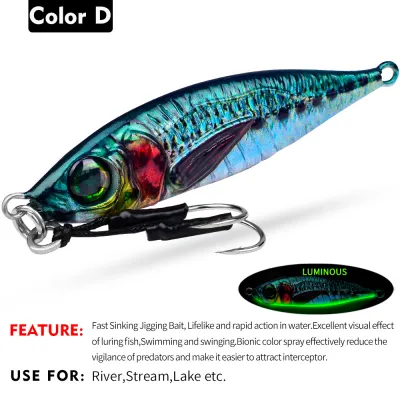 PROBEROS 1PCS 7-200g Metal Jigs Shore Casting Fishing Lure Trolling Cast Jigging Lures Luminous Artificial Hard Bait Sinking Wobbler Tuna Bass Fishing Kit LF137