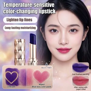 Women's Blue Magic Color-Changing Lipstick Blue Rose Lip Gloss Moisturizing Waterproof Long-Lasting Non-Stick Cup Lip Color Makeup for Women