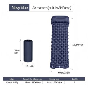 Outdoor Camping mat Inflating Bed with Pillow Single/Double Lightweight Picnic Camping Folding Sleeping Mat Auto Air Pad Built-in Pump Moistureproof