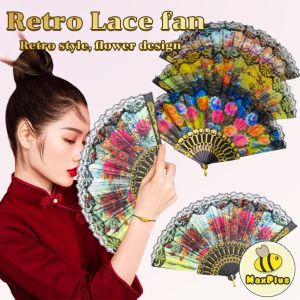 MaxPlus Lace Silk Folding Fan Dance Fan Portable Folding Gifts Fans