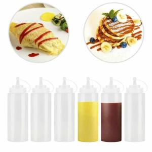 Ketchup Squeeze Bottles Plastic Salad Pointed Spout Squeeze Bottle White Lidded Squeeze Bottle For Easily Accessible Sauce