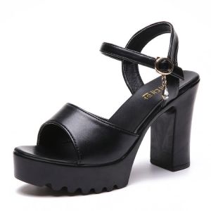 [Free Shipping] Waterproof Versatile Ultra-High Heel Platform WomenS Shoes New Summer Korean Style Chunky Heel Strap Fish Mouth Sandals