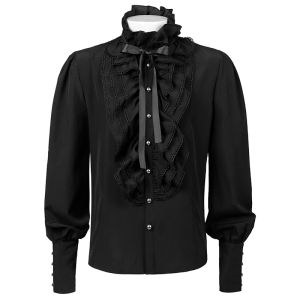 Medieval Ruffled Shirts for Men Renaissiance Steampunk Vintage Gothic Blouse Halloween Party Vampire Prince Poet Cosplay Costume