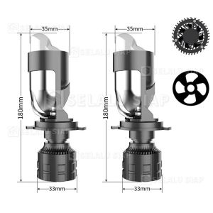 2 PCS 60W Lampu LED H4 Projie Mini Projector Lens Lensa Motor Mobil Headlamp 120W 30000LM Lampu Depan Mobil Motor Proyektor Ganda LED Otomotif H4 Mini Lens Original Super Terang Motor Mobil Truk Universal