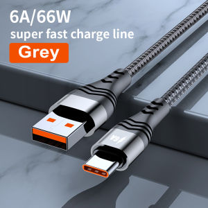ยกเลิกของเราสายชาร์จเร็ว USB Type-C 6A 66Wสายชาร์จไนล่อนแบบถักสำหรับ Huawei Xiaomi Samsung Oppo Vivo สายชาร์จ0.5M 1M 2M 3M