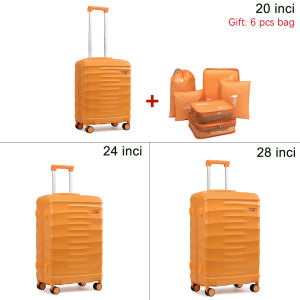 SEA CHOICE Set Koper Travel ABS Hardcase 20/24/28 Inci dengan Roda 360° Kunci TSA & Sistem Rem