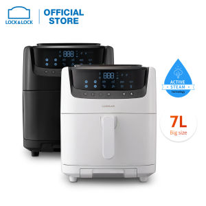 Trả góp 0% - Nồi chiên không dầu kèm hấp 2in1 Lock&Lock 7L EJF881 - Màu Đen/Trắng - 8 chế độ nấu Làm sạch hơi nước Bảo hành 2 năm