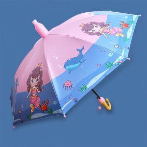 Childrens umbrellas Childrens automatic umbrellas with long handles Cartoon patterns with waterproof cover Boys and girls umbrellas School windproof UV shade Suitable for children aged 3-14 years old