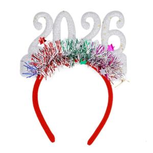 Year of 2026 Glittering Hairband For Adult Kids Adjustable Plastic Hair Hoop Festival Head Accessory for Holiday Event