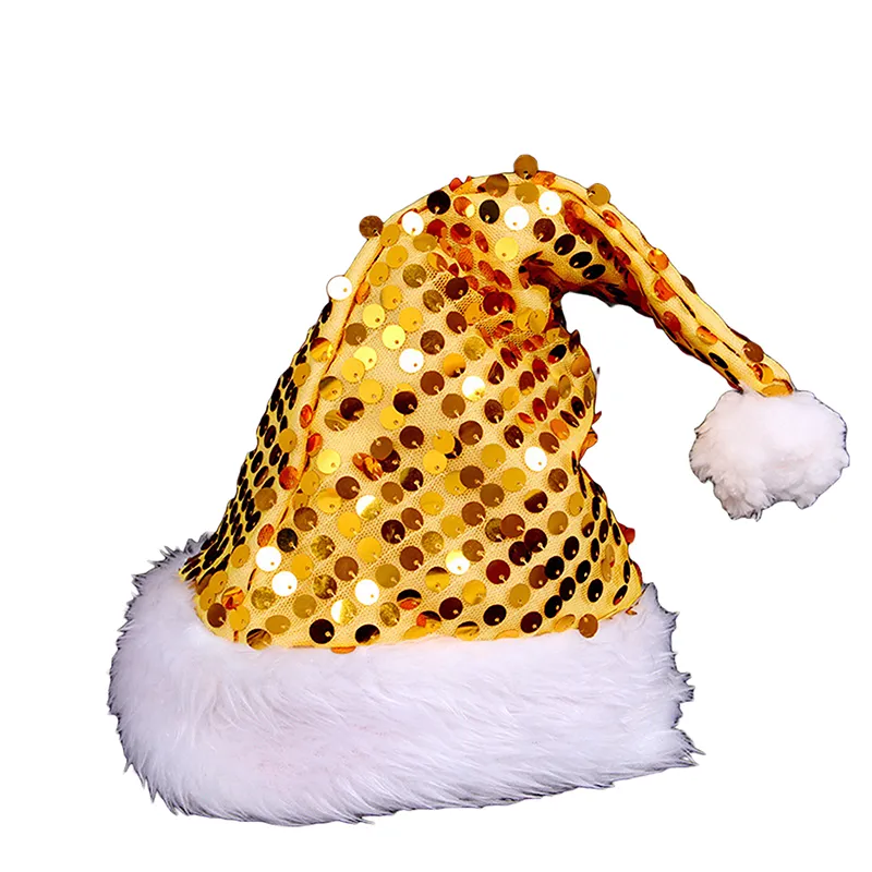 Pickmine 2023 new Sequins Santa Claus Hat for Adults Kids