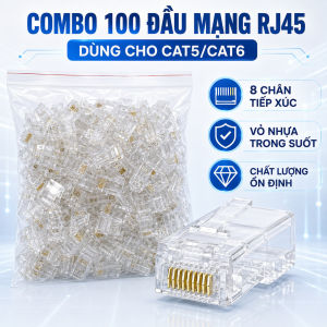 100 Hạt mạng RJ45 xuyên thấu Cat5 cao cấp - Kết nối ổn định bấm dây nhanh truyền tải tốc độ cao