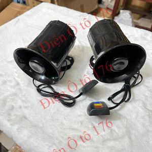 COMBO 2 còi hú ô tô 3 chế độ có nút bấm. Còi hú báo động điện 12v và 24v