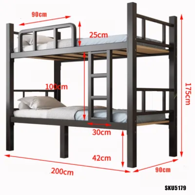 Double Bunk Bed Staff Dormitory Bunk Bed School Apartment Iron Frame High And Low Iron Bed Frame Rangka Katil 30220