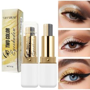 CHLOCH Double Color Eyeshadow Stick Waterproof Formula Smudge-Proof Highlight Stick Long-Lasting Glitter Finish Metallic Eyeshadow Eye Makeup
