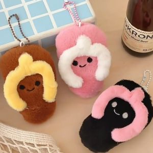 SHINSDAY Keychain Bag Charm Sandals Unik Lucu Sendal Jepit Aksesoris Tas Plush Doll Keychain Gantungan Kunci