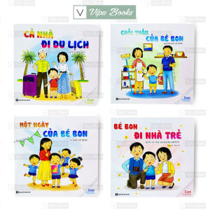 Sách - Ehon 4 Cuốn Nhật Ký Của Bé Bon - Song Ngữ Anh Việt ( Quét Mã QR Nghe Tiếng Anh )