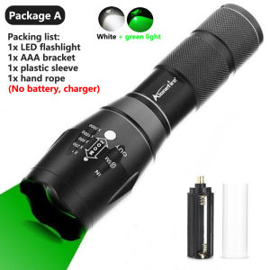 Alonefire G700-WG LED Flashlight XPE 2 in1 White+Green Light Zoom Ultra Bright Torch 1000 Lumens Waterproof For Outdoor