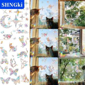 SHNGki Tự Làm Cửa Sổ Dán Cầu Vồng Nhà Sản Xuất Mặt Trời Bắt Mèo Chim Mặt Trăng Mặt Trời Trang Trí Nội Thất Có Thể Tháo Rời Nghệ Thuật đề can Lớp Học
