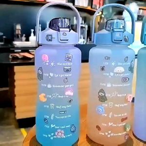 Botol Minum Viral dengan Penanda Waktu Kapasitas Besar 2liter/Botol minum infuser plus stiker