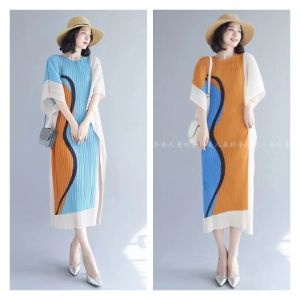 NOVA quality⭐Miyake pleated French personalized tailoring dress  new summer fashion age-reducing design sense of niche Western-style long skirt