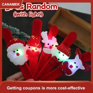 【CANAMEK】 5pcs Giáng sinh vỗ tay Vòng đeo tay phim hoạt hình Santa Claus Snowman Tuần Lộc Papa Vòng tròn dây đeo cổ tay kỳ nghỉ bên trẻ em Quà tặng
