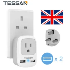 UK Travel Adapter, US To UK/Ireland/Hong Kong Plug Adapter With 2 USB And 1 Electrical  Outlet, America To Europe Irish British England Scotland