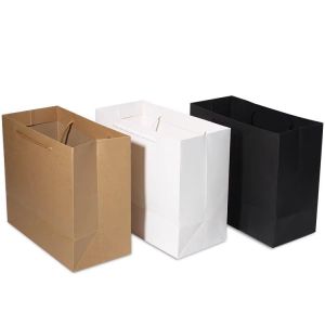 ถุงกระดาษคราฟท์ สีดำ สีขาว สีน้ำตาล หูหิ้วเชือกอย่างดี ใส่ของทั่วไป ใส่เสื้อผ้า พร้อมส่ง