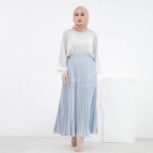 Rok Plisket Tebal Rempel Polos Dewasa Panjang Wanita Muslim Style Murah Hyget Asli Ori Premium Hitam Lavender Lemon Magenta Maroon Mocca Mustard Navy Olive Orange Bata Pink Soft Lemon Purple Ungu Tosca Violet