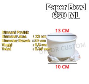 GROSIR Paper Bowl 650 ml ISI 25 PCS / Mangkok Kertas / Rice Bowl Paper 500 ml