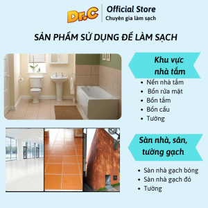 Làm sạch sàn gạch thiết bị men sứ Dr.C S90 tẩy xi măng vôi vữa vết bẩn lâu ngày rêu mốc Chính Hãng Dr.C 5 Lít