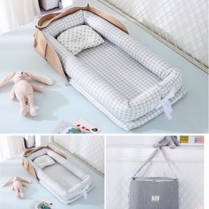 Portable Baby Bed Infant Travel Bed100% Pure Cotton Washable High Quality Baby Cribs Baby Beddings Set For New Born