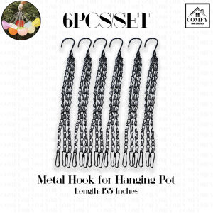 6PCS/SET 15.5 Inches Black Metal Hook Chain Hanger for Hanging Pot (Hook Only)