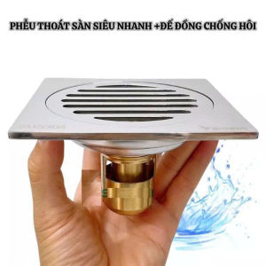 Nắp ga thoát nước bằng thép trắng kèm đế đồng chống hôi size 10cm*10cm