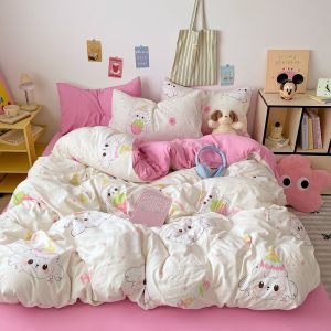 Dansunreve 1 chiếc vỏ Chăn hoạt hình chỉ có hoa hình thỏ lotso in hình chó vỏ chăn bông mềm mại Vỏ Chăn đơn Nữ Hoàng