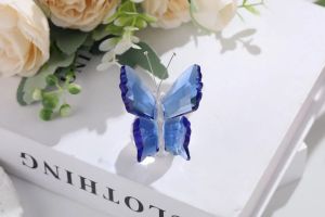 Sacesr Crystal Butterfly Sculpture Glass Ornament Transparent Color Butterfly Decorative Figurines Home Decoration Accessories 4Y1Z7
