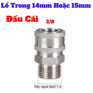 Bộ Khớp Nối Nhanh 3/8 Inox Cho Dây Máy Rửa Xe Ren 22mm