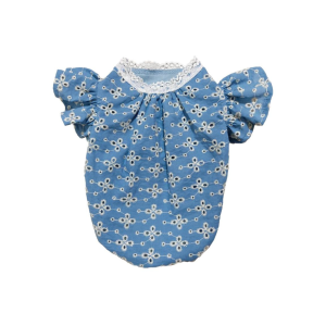 Dog Clothing Broderie Lace Dog Blouse | Breathable Summer Cotton | Ruffle Sleeves with White Lace | Size S to XL