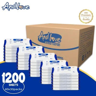 ANDLOVE Non-Alcohol Unscented Adult wipes 40 Sheets Per Pack 30 Packs 1200 Sheets