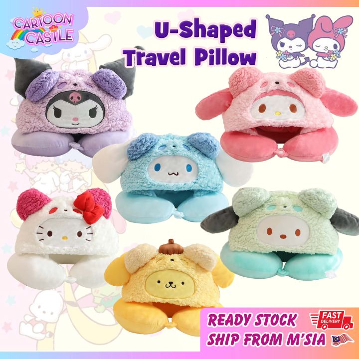 Sanrio Cinnamoroll Adult Reversible Neck Roll Pillow And Plush| Travel Essentials