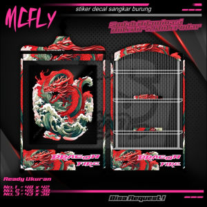 Stiker Kangkar Koper Khosan Kipas Murai Costum dragon fire / stiker decal sangkar burung murah
