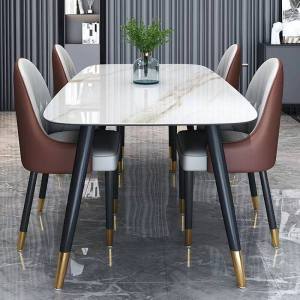 [Cozy ] Stone-effect dining table set: a modern minimalist dining set with a touch of luxury for small home