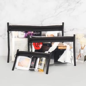 Clear Waterproof Cosmetic Bag Zipper PVC Vinyl Makeup Toiletry Organizer Pouch Storage Bag Cosmetic Bag Toiletry Bag Carrying Case